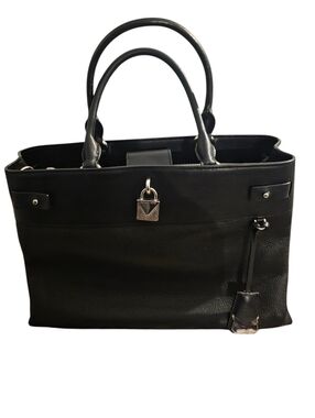 Michael Kors Black Leather Tote with Silver Hardware
